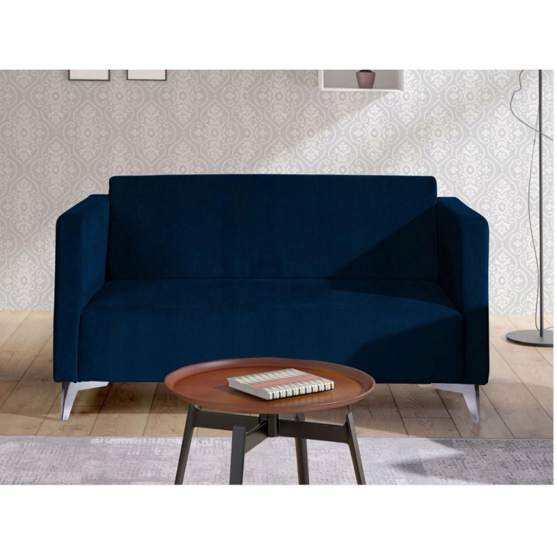 Zweisitzer-Sofa SIMON – dunkelblau / Metallbeine