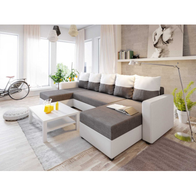 Praktische U-Form Couchgarnitur ANNIE 1 – grau/weiß