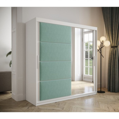 Kleiderschrank mit Schiebetüren 200 cm TALIA – weiß / türkis