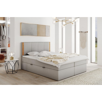 Gepolstertes Doppelbett mit Kopfteil 180x200 PURAM – Hellgrau