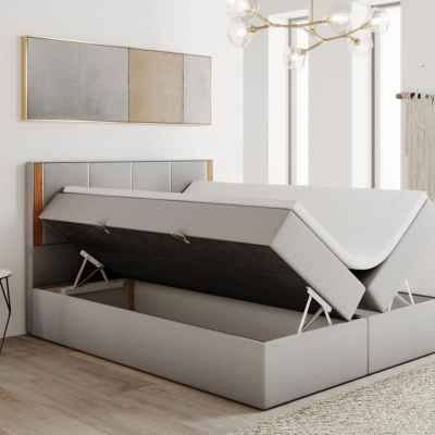 Gepolstertes Doppelbett mit Kopfteil 180x200 PURAM – Hellgrau