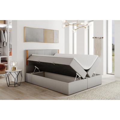 Gepolstertes Doppelbett mit Kopfteil 180x200 PURAM – Hellgrau