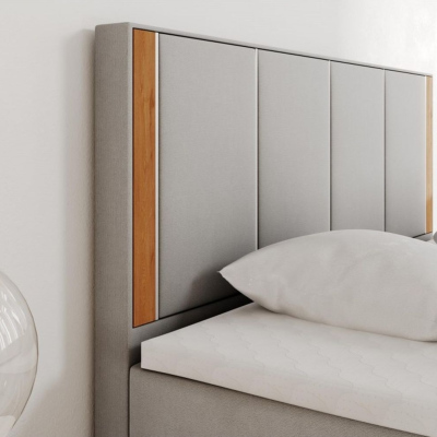 Gepolstertes Doppelbett mit Kopfteil 180x200 PURAM – Hellgrau