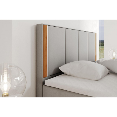 Gepolstertes Doppelbett mit Kopfteil 180x200 PURAM – Hellgrau