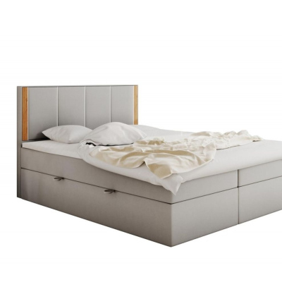 Gepolstertes Doppelbett mit Kopfteil 180x200 PURAM – Hellgrau