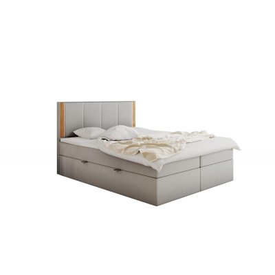 Gepolstertes Doppelbett mit Kopfteil 180x200 PURAM – Hellgrau