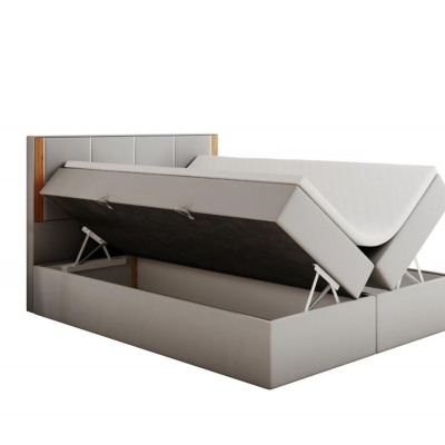 Gepolstertes Doppelbett mit Kopfteil 180x200 PURAM – Hellgrau