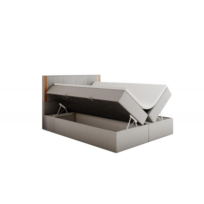 Gepolstertes Doppelbett mit Kopfteil 180x200 PURAM – Hellgrau