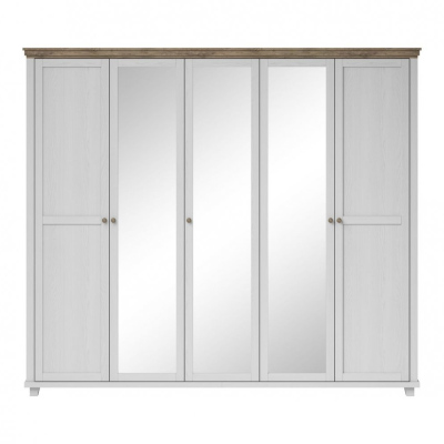Fünftüriger Kleiderschrank EROL – Breite 246 cm, abisko ash / Eiche Lefkas