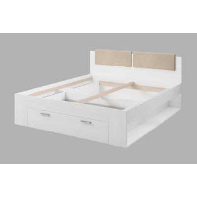Bett 140x200 mit gepolstertem Kopfteil SÁRA – abisko ash