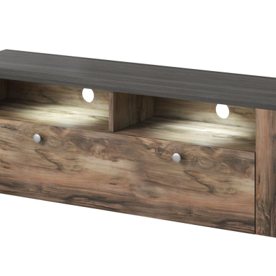 TV-Ständer mit Nischen LEONOR - Satin-Nussbaum / Touchwood