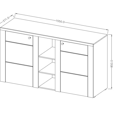 Zweitürige Kommode mit Regalen LEONOR - Sibiu Lärche / Sonoma Trüffeleiche
