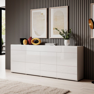 Glänzende Kommode mit Schublade COLORADO – weiß