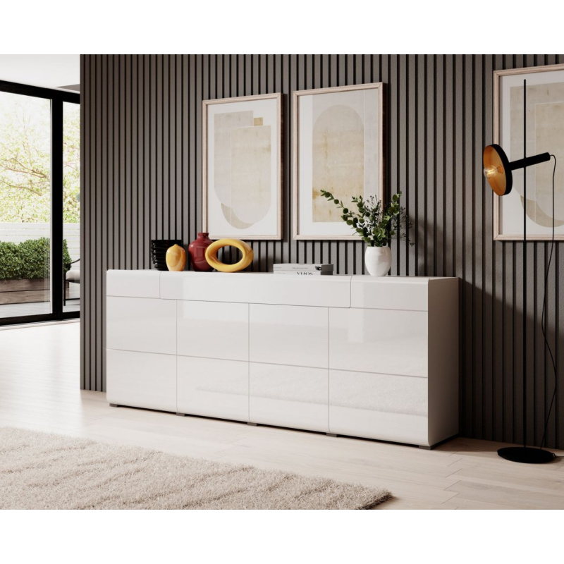 Glänzende Kommode mit Schublade COLORADO – weiß