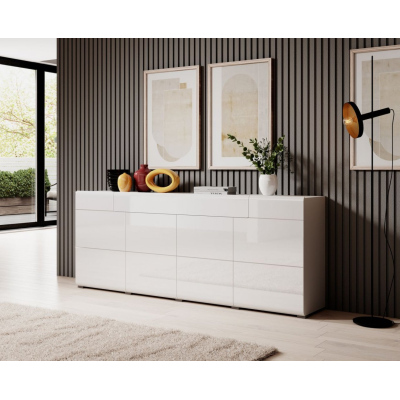Glänzende Kommode mit Schublade COLORADO – weiß