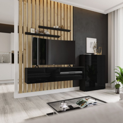 Elegante Wohnzimmerwand BRADT 54 - schwarz