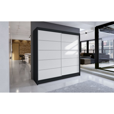 Kleiderschrank TABITHA 4 – Breite 180 cm, schwarz / weiß