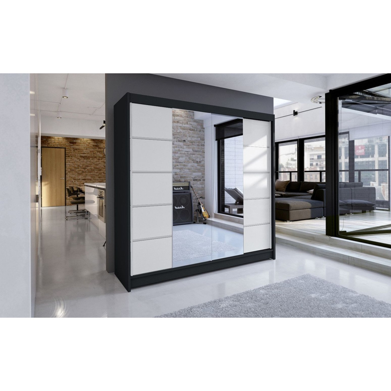 Kleiderschrank TABITHA 5 – Breite 180 cm, schwarz / weiß