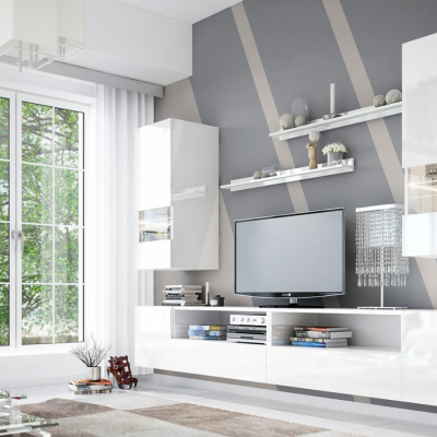 Elegante Wohnzimmerwand BRADT 41 – weiß