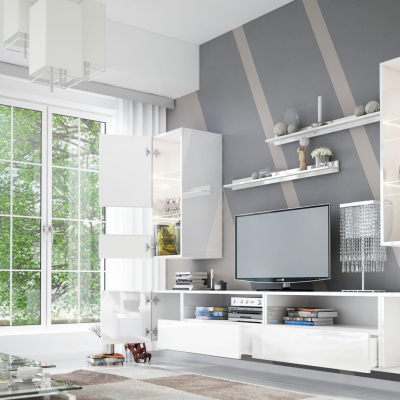 Elegante Wohnzimmerwand BRADT 41 – weiß