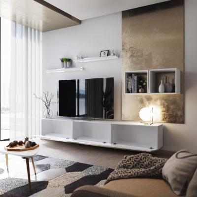 Elegante Wohnzimmerwand BRADT 18 – weiß