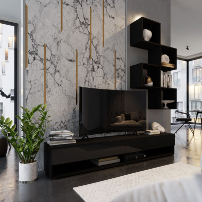 Elegante Wohnzimmerwand BRADT 34 - schwarz
