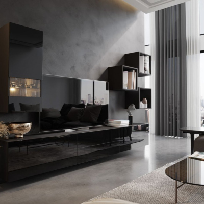 Elegante Wohnzimmerwand BRADT 45 - schwarz
