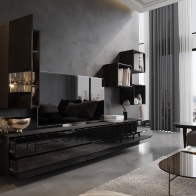 Elegante Wohnzimmerwand BRADT 45 - schwarz