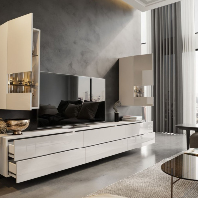Moderne Wohnzimmerwand BRADT 46 – weiß