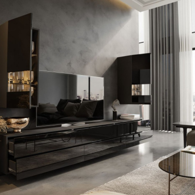 Moderne Wohnzimmerwand BRADT 46 - schwarz