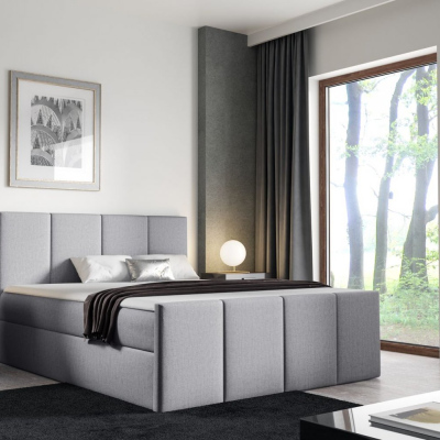 Bett mit Matratze und Lattenrost LOLA – 200x200, hellgrau 2 + KOSTENLOSER Topper