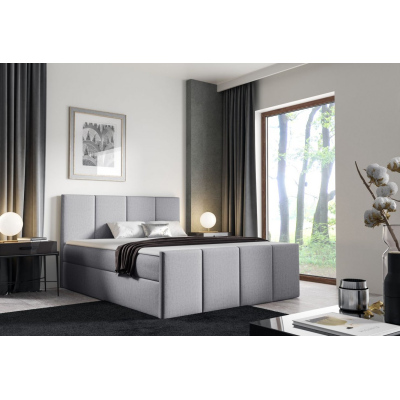 Bett mit Matratze und Lattenrost LOLA – 200x200, hellgrau 2 + KOSTENLOSER Topper