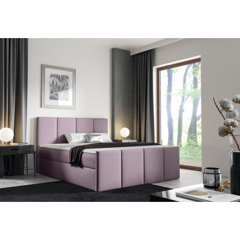 Bett mit Matratze und Lattenrost LOLA – 200x200, lila 2 + KOSTENLOSER Topper