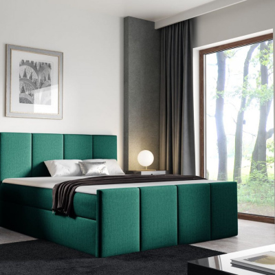 Bett mit Matratze und Lattenrost LOLA – 200x200, grün 2 + KOSTENLOSER Topper