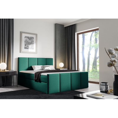 Bett mit Matratze und Lattenrost LOLA – 200x200, grün 2 + KOSTENLOSER Topper