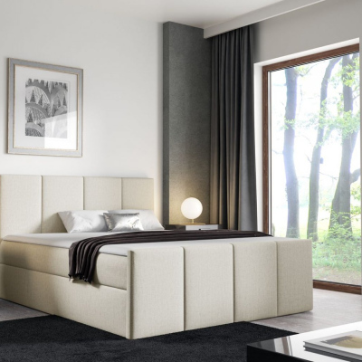 Bett mit Matratze und Lattenrost LOLA – 200x200, beige 2 + KOSTENLOSER Topper