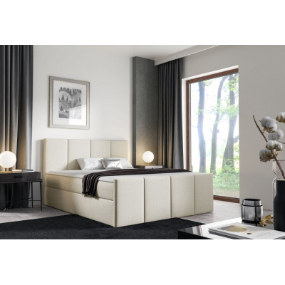Bett mit Matratze und Lattenrost LOLA – 200x200, beige 2 + KOSTENLOSER Topper