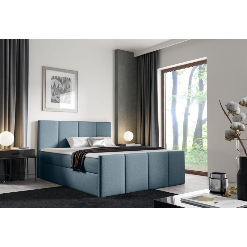 Bett mit Matratze und Lattenrost LOLA – 180x200, blau 3 + KOSTENLOSER Topper