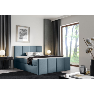 Bett mit Matratze und Lattenrost LOLA – 180x200, blau 3 + KOSTENLOSER Topper