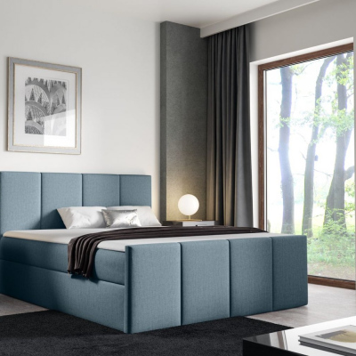 Bett mit Matratze und Lattenrost LOLA – 140x200, blau 2 + KOSTENLOSER Topper