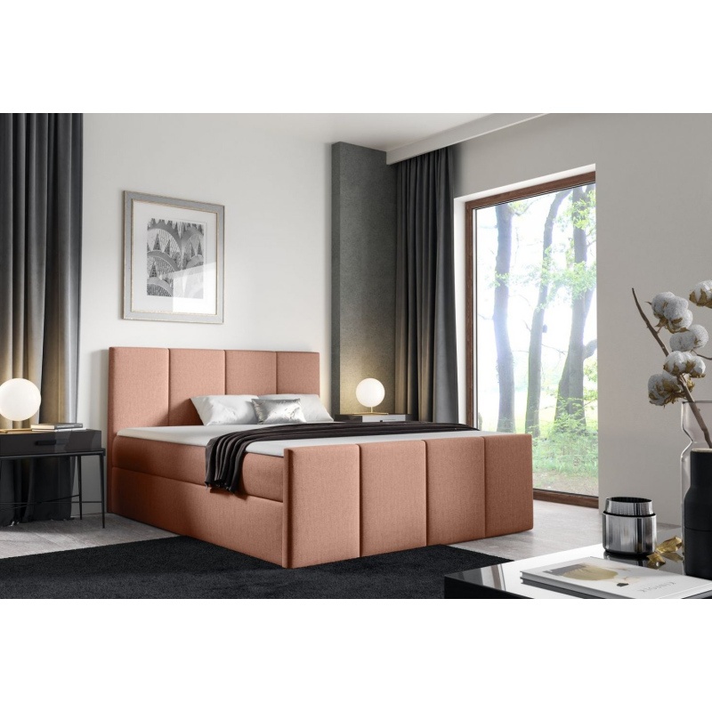 Bett mit Matratze und Lattenrost LOLA – 140x200, lachsrosa + KOSTENLOSER Topper