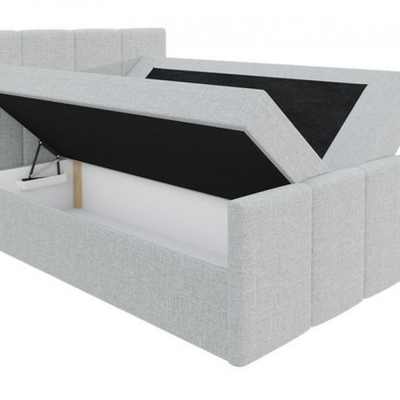 Bett mit Matratze und Lattenrost LOLA – 140x200, beigefarbenes Öko-Leder + KOSTENLOSER Topper Bett mit Matratze und Lattenrost LOLA – 140x200, beigefarbenes Öko-Leder + KOSTENLOSER Topper