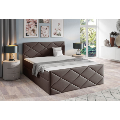 Bett mit Matratze und Lattenrost HALKA – 180x200, braun + KOSTENLOSER Topper