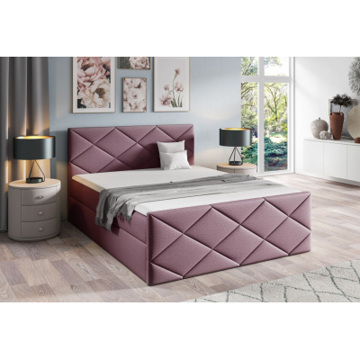Bett mit Matratze und Lattenrost HALKA – 140x200, lila 1 + KOSTENLOSER Topper