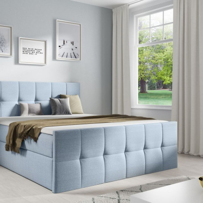 Doppelbett CHLOE – 200x200, hellblau + GRATIS-Topper