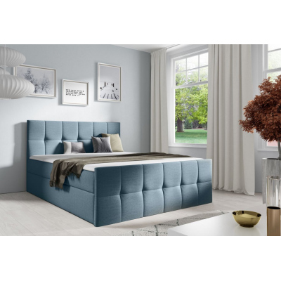 Doppelbett CHLOE – 200x200, blau 1 + GRATIS-Topper