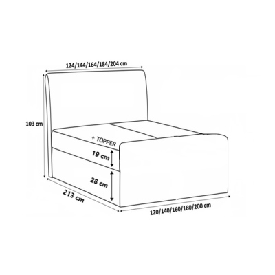 Doppelbett CHLOE – 160x200, schwarzes Öko-Leder + GRATIS-Topper