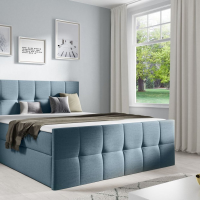 Doppelbett CHLOE – 140x200, blau + GRATIS-Topper