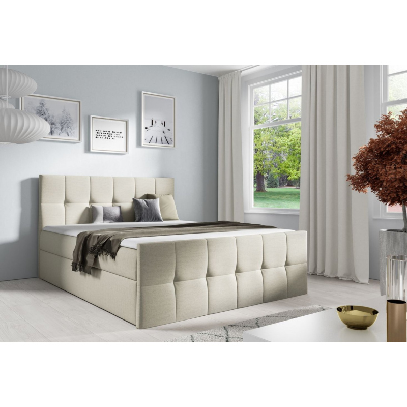Doppelbett CHLOE – 140x200, beige 1 + GRATIS-Topper