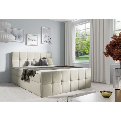 Doppelbett CHLOE – 140x200, beige 1 + GRATIS-Topper